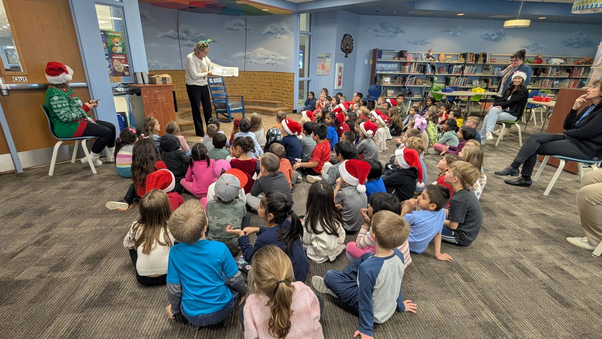 Group of Kindergarten students listening to story