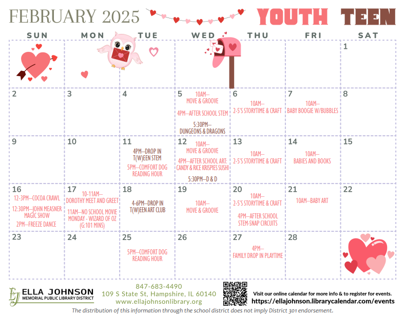 Ella Johnson Library Calendar February