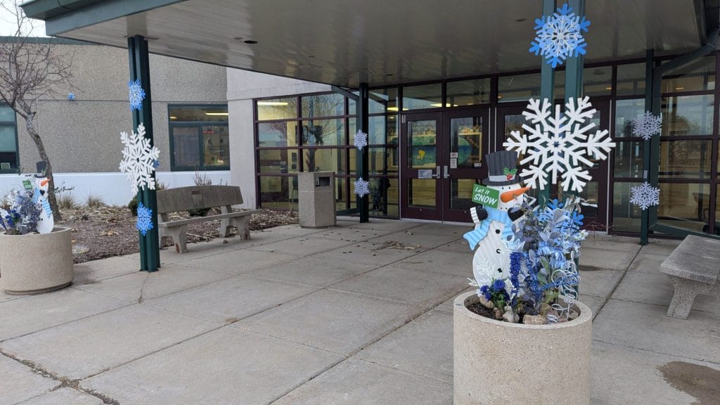 Entryway Decorations (snowflakes and snowmen)