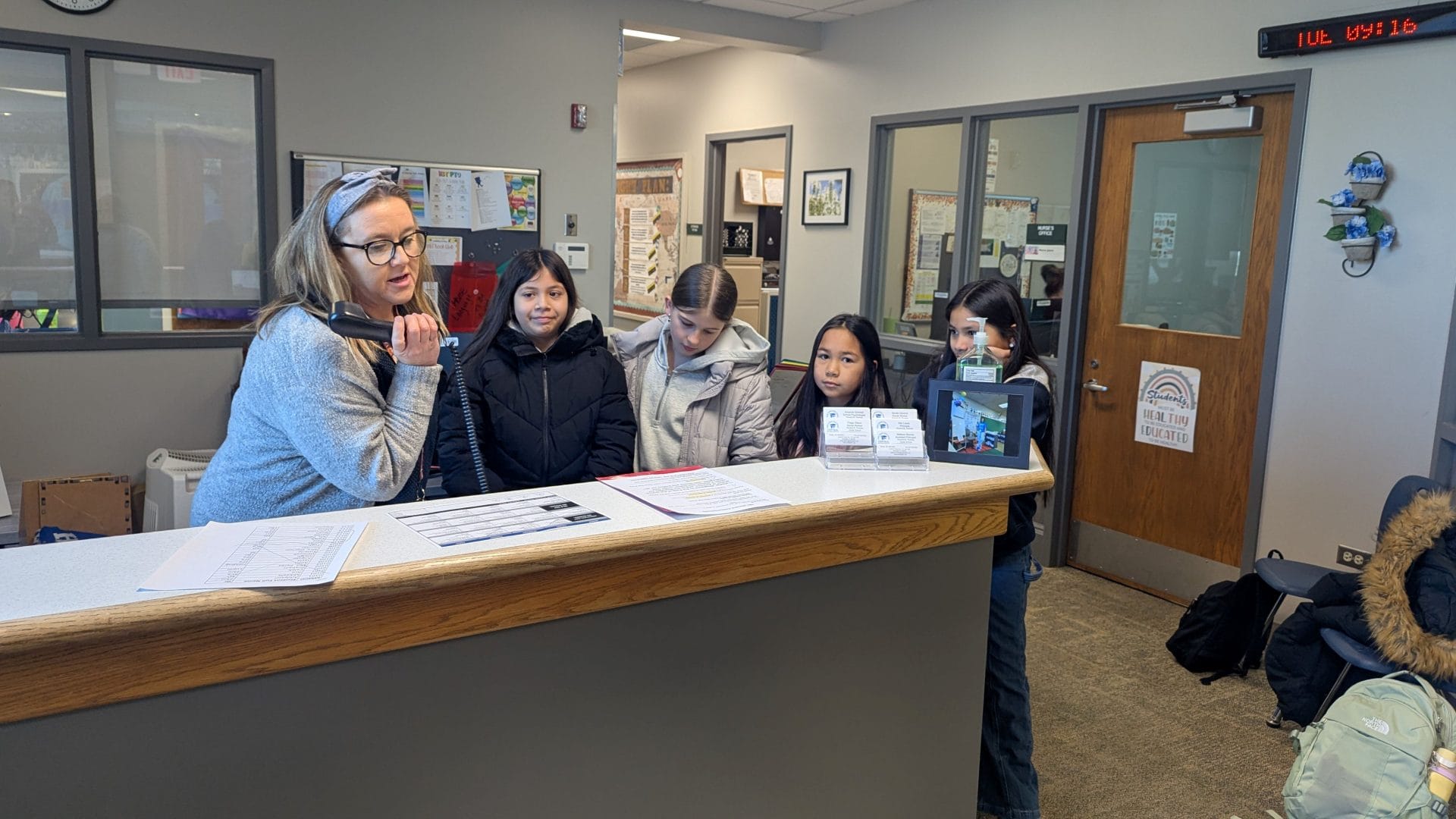 Students in the office