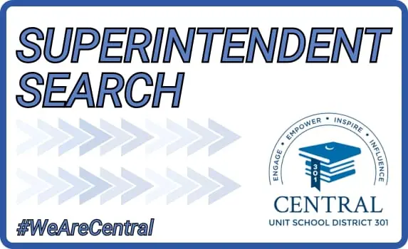Superintendent Search Graphic including #WeAreCentral