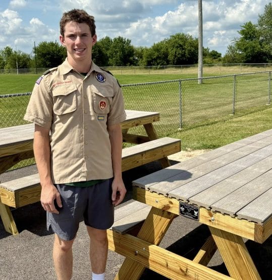 Eagle scout by picnic table