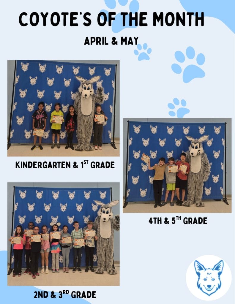 students by grade levels at the Coyote of the Month Ceremony